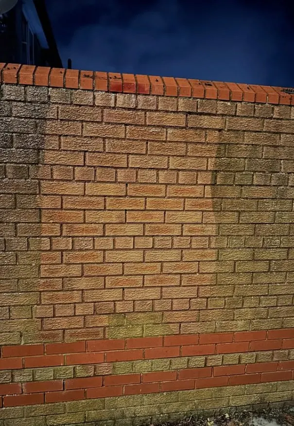 Clean restored brick wall showing original colour after professional brick cleaning